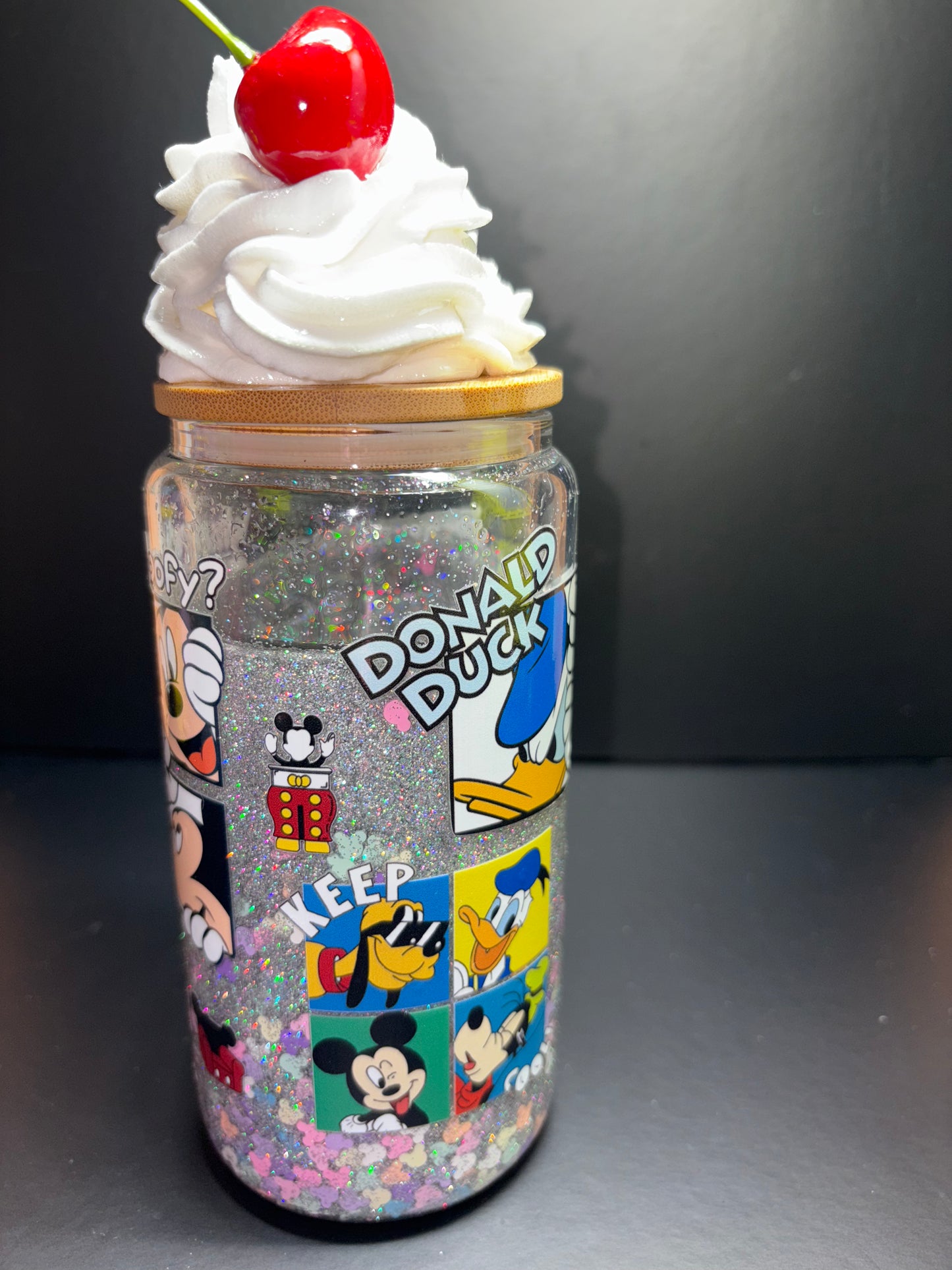 MICKEY MOUSE DONALD THEME 160Z GLASS CUP