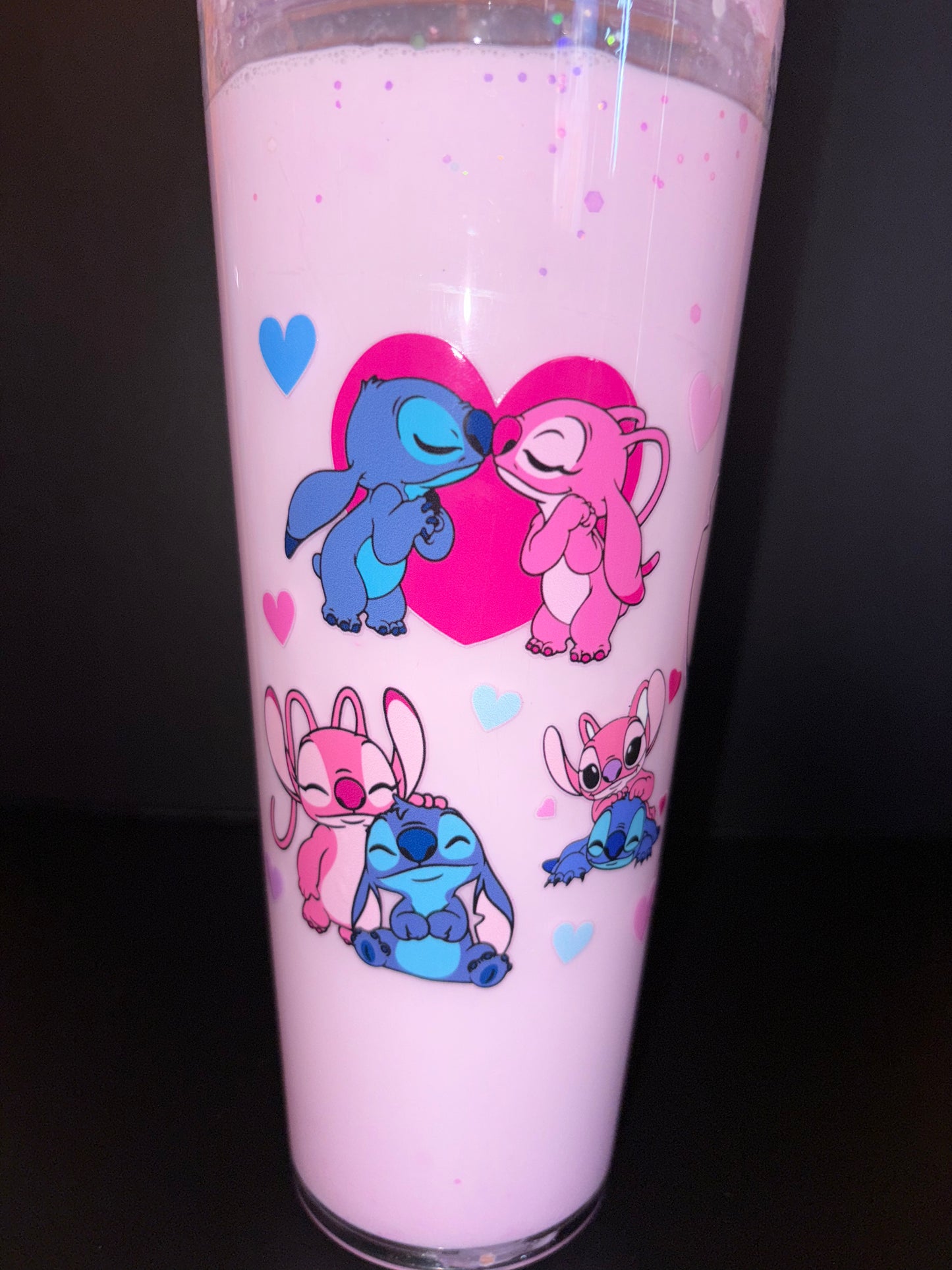 STITCH AND ANGEL PINK MILKY 240Z CUP PLASTIC