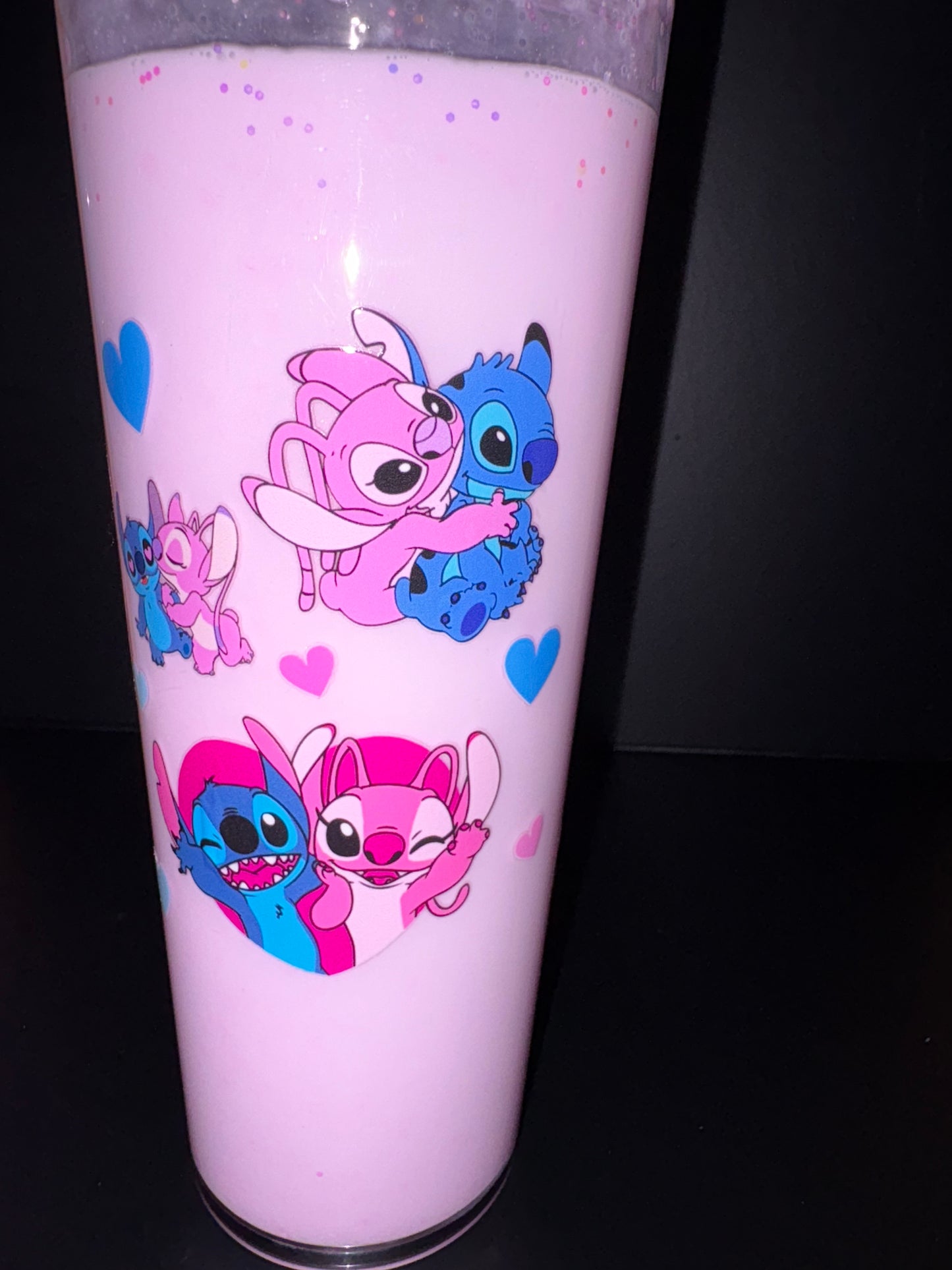 STITCH AND ANGEL PINK MILKY 240Z CUP PLASTIC