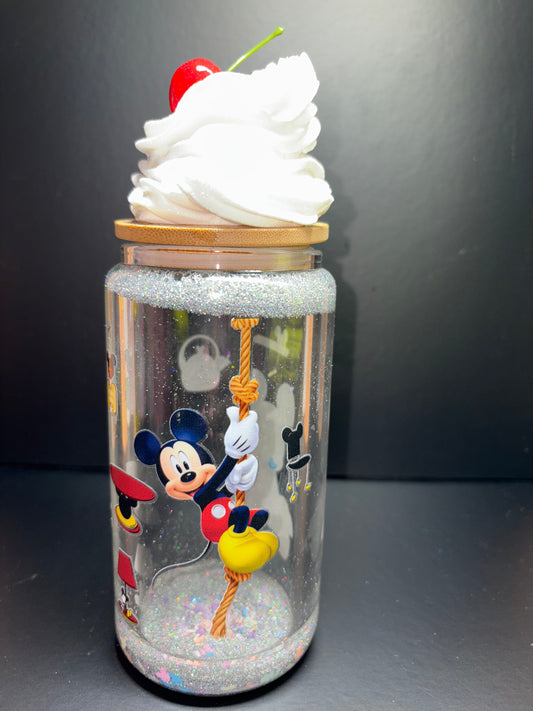 MICKEY ON ROPE 160Z GLASS CUP