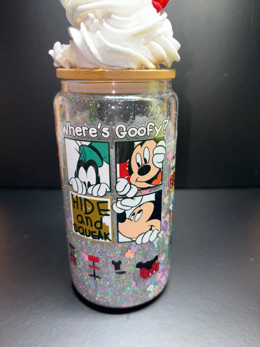 MICKEY MOUSE DONALD THEME 160Z GLASS CUP