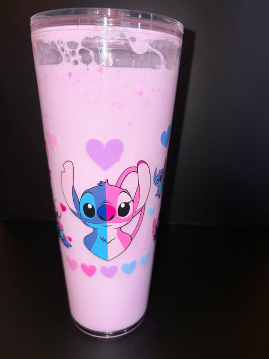 STITCH AND ANGEL PINK MILKY 240Z CUP PLASTIC