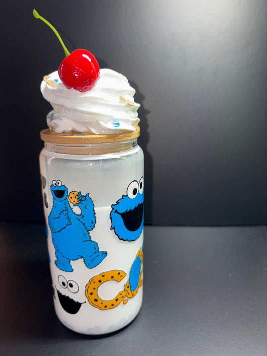 COOKIE MONSTER & MILK 16 OZ GLASS